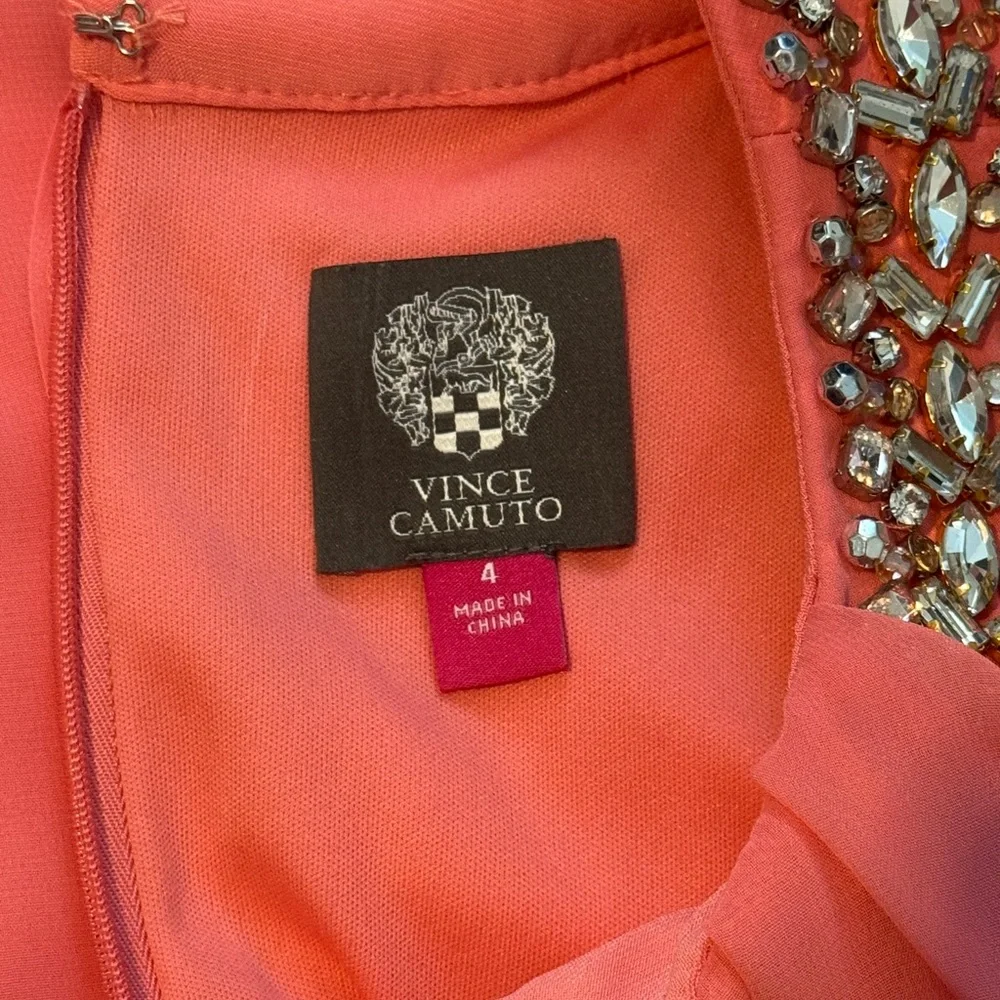 Vince Camuto Pink Asymmetrical Dress with Embellished Neckline - Picture 7 of 8